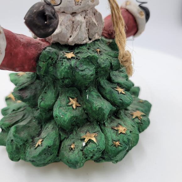 Vintage Santa Tree Christmas Ornament Santa Resin Table Top Holiday Decoration - Picture 3 of 10